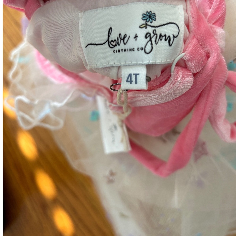 Love + Grow Girls Pink Velvet Star Tulle Princess Dress Costume Shooting Star 4T - Picture 7 of 8